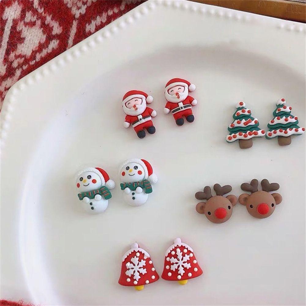 Bông Tai Kẹp Hình Ông Già Noel Tuần Lộc Giáng Sinh Dễ Thương