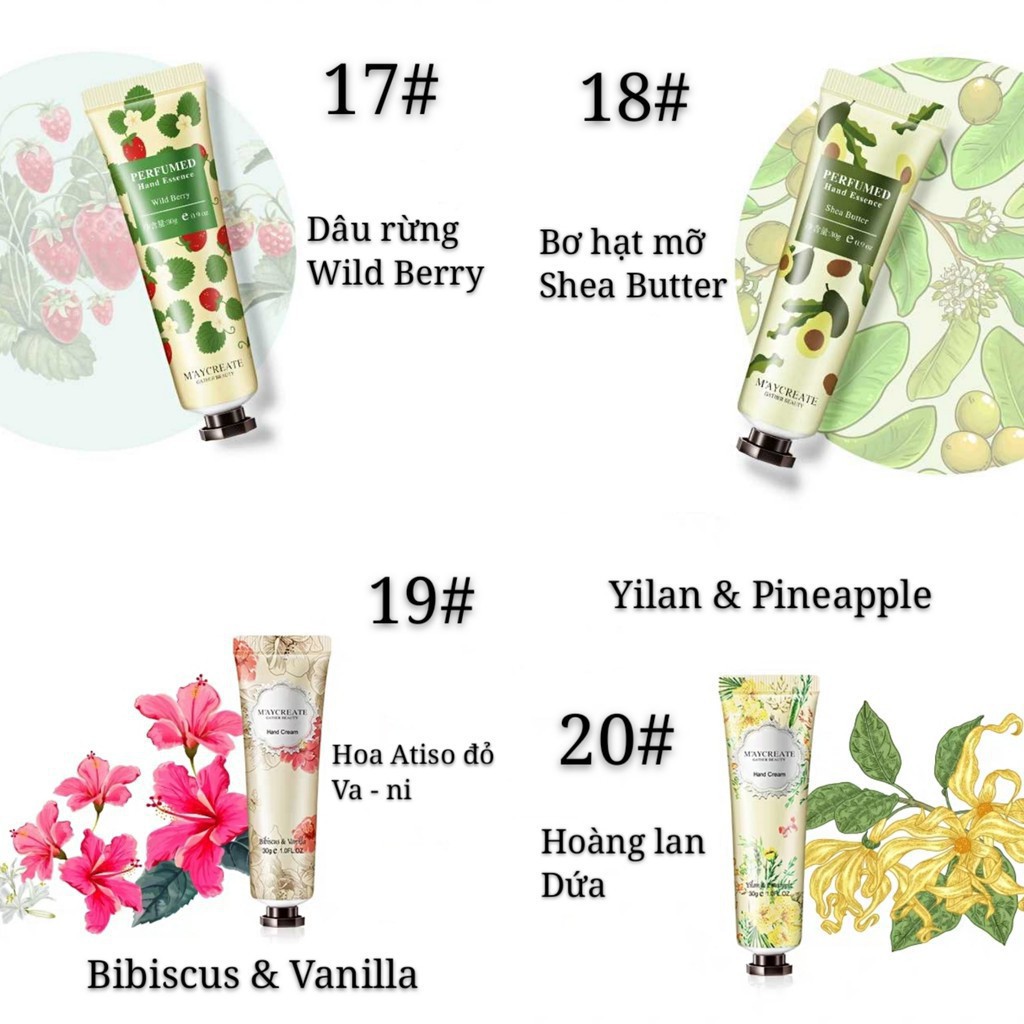Maycreate - Kem tay hương hoa quả các mùi dưỡng tay