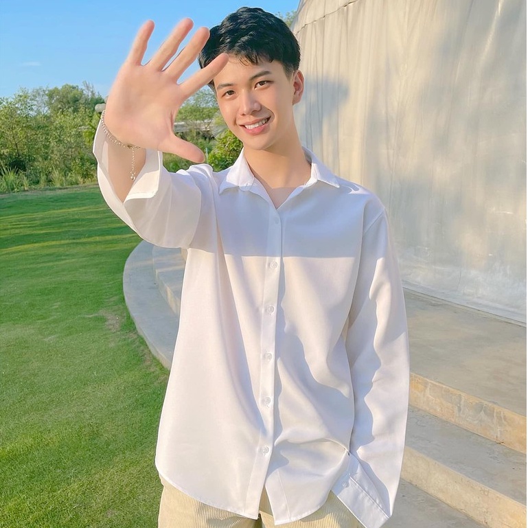 Áo sơ mi nam nữ dài tay form rộng Unisex màu trắng đen thời trang chất cotton lụa mịn mát VINTINO SMR