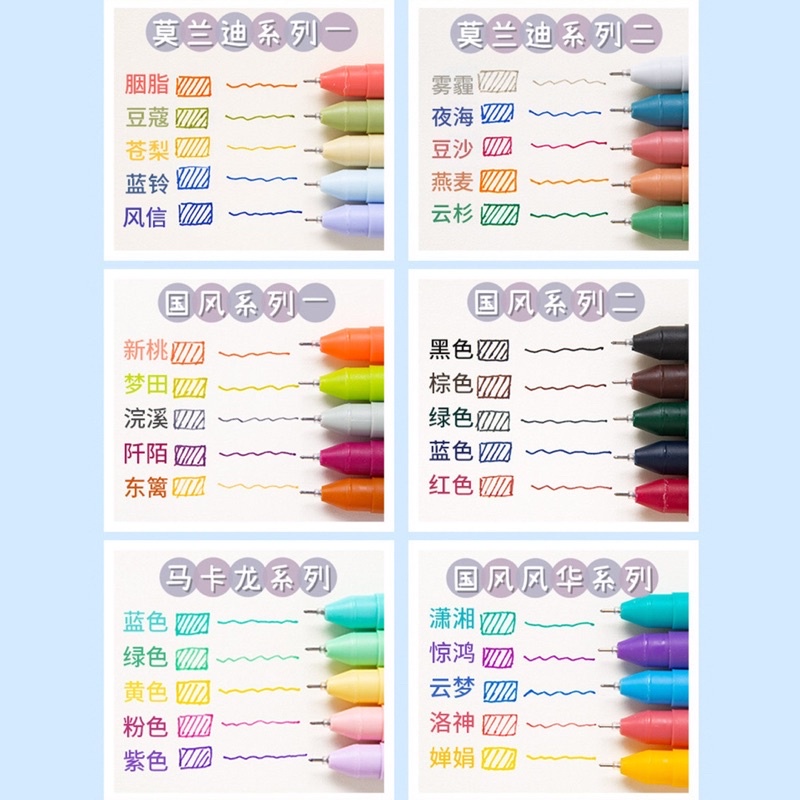 Bộ 5 Bút Bi Mực Nước Gel 30 Màu Sắc Bút Macaron 0.5mm