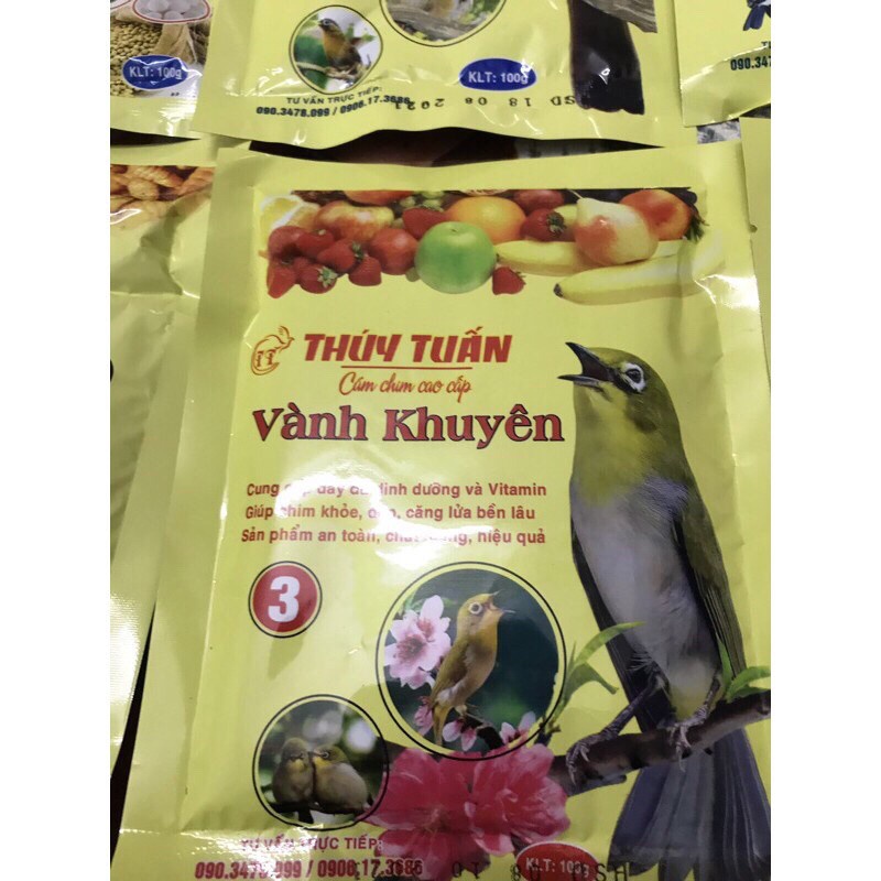 Cám Chim Vành Khuyên Thúy Tuấn Số 0,1,2,3, Cám Khuyên Cao Cấp Gói 100g, Thức Ăn Cho Chim