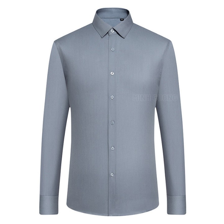 Sơ mi nam đẹp, kiểu trơn dài tay công sở , dáng ôm body Hàn Quốc, vải lụa cotton | BigBuy360 - bigbuy360.vn
