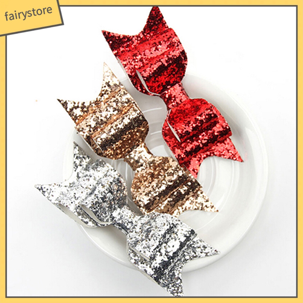 Kẹp tóc hình nơ đính sequin lấp lánh dễ thương dành cho bé gái