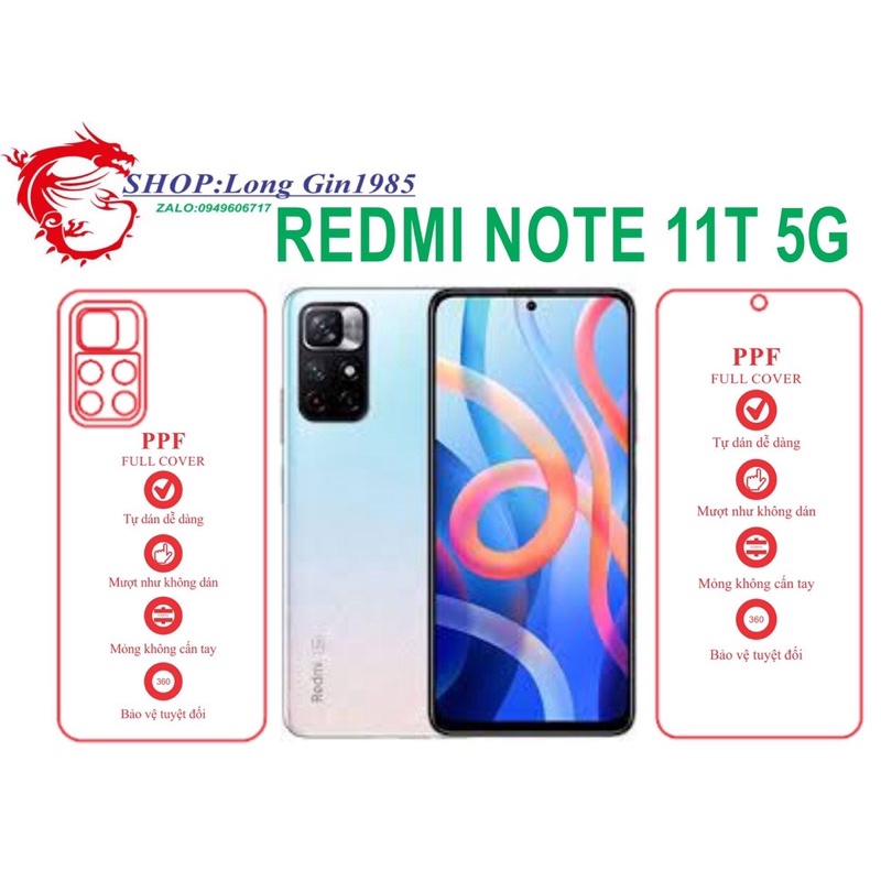 Redmi Note 11T 5G miếng dán trong Ppf mặt sau và mặt trước chống va đập chống trầy xước