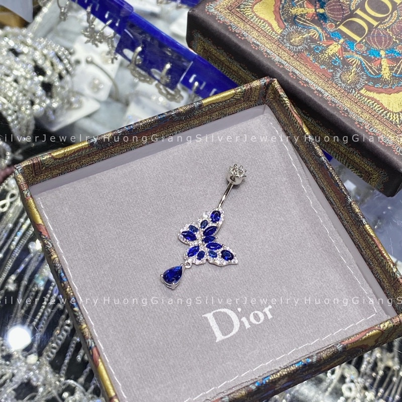 Khuyên Rốn Hình Bướm Bạc s925 Xi Kim -HuongGiangSilver