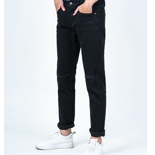 Quần jeans nam rách gối , dáng skinny ôm chân , vải co dãn không phai màu phong cách Hàn Quốc | BigBuy360 - bigbuy360.vn