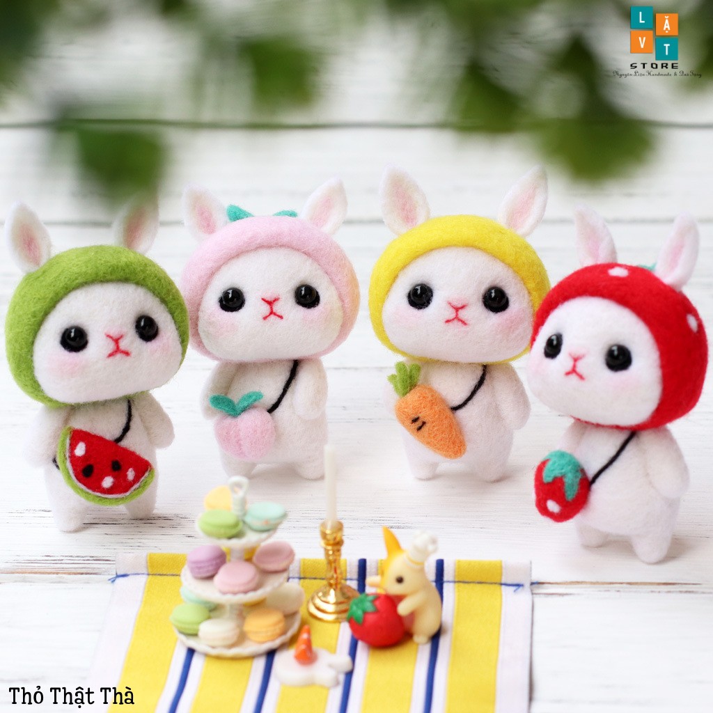 Bộ Len Chọc Có Hướng Dẫn THỎ THẬT THÀ - Neele felting Rabit, handmade