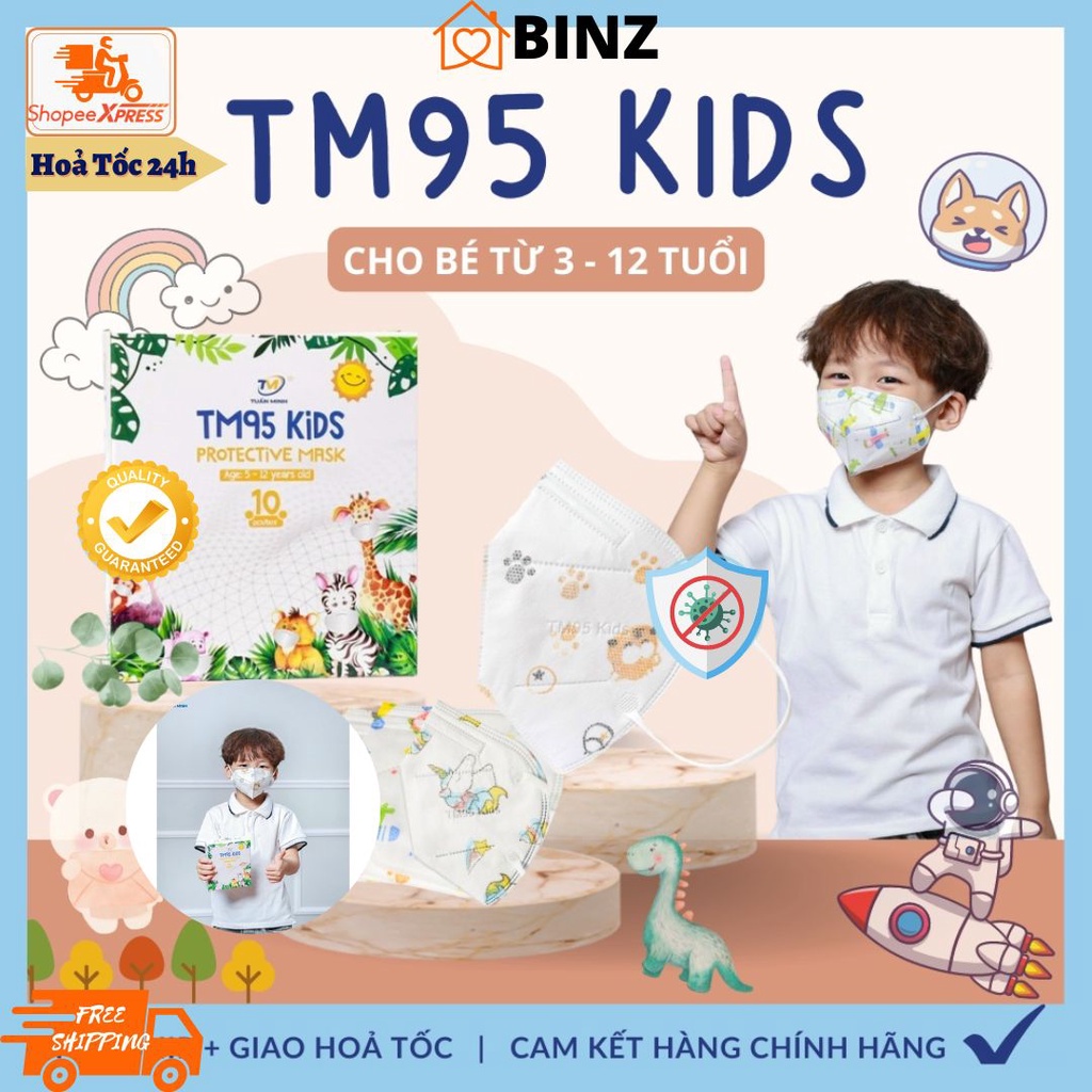 Khẩu Trang Trẻ Em N95 TM95 Kids Không Van SHB Pro Mask FFP2 4 Lớp