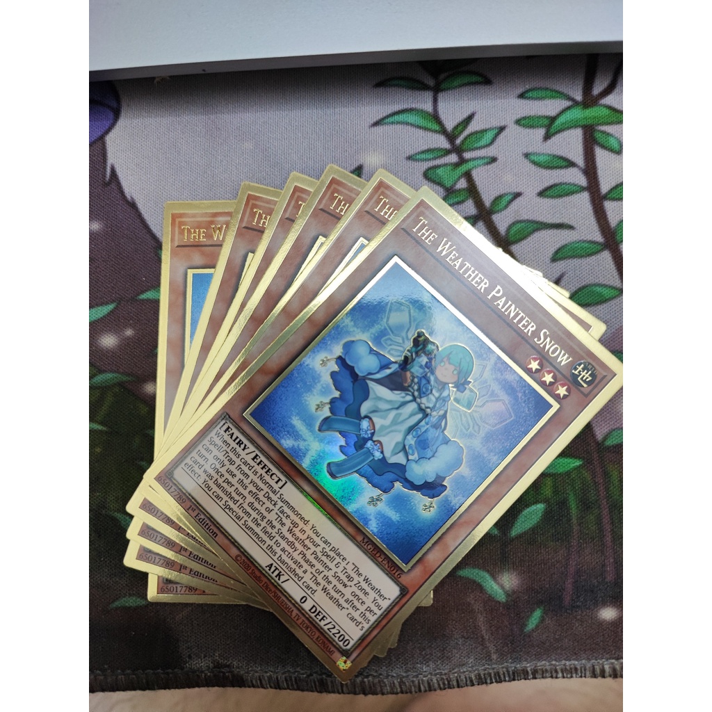 [Yugioh Funny Shop] 1 lá thẻ bài The Weather Painter Snow - MGED-EN016 - Premium Gold Rare 1st Edition