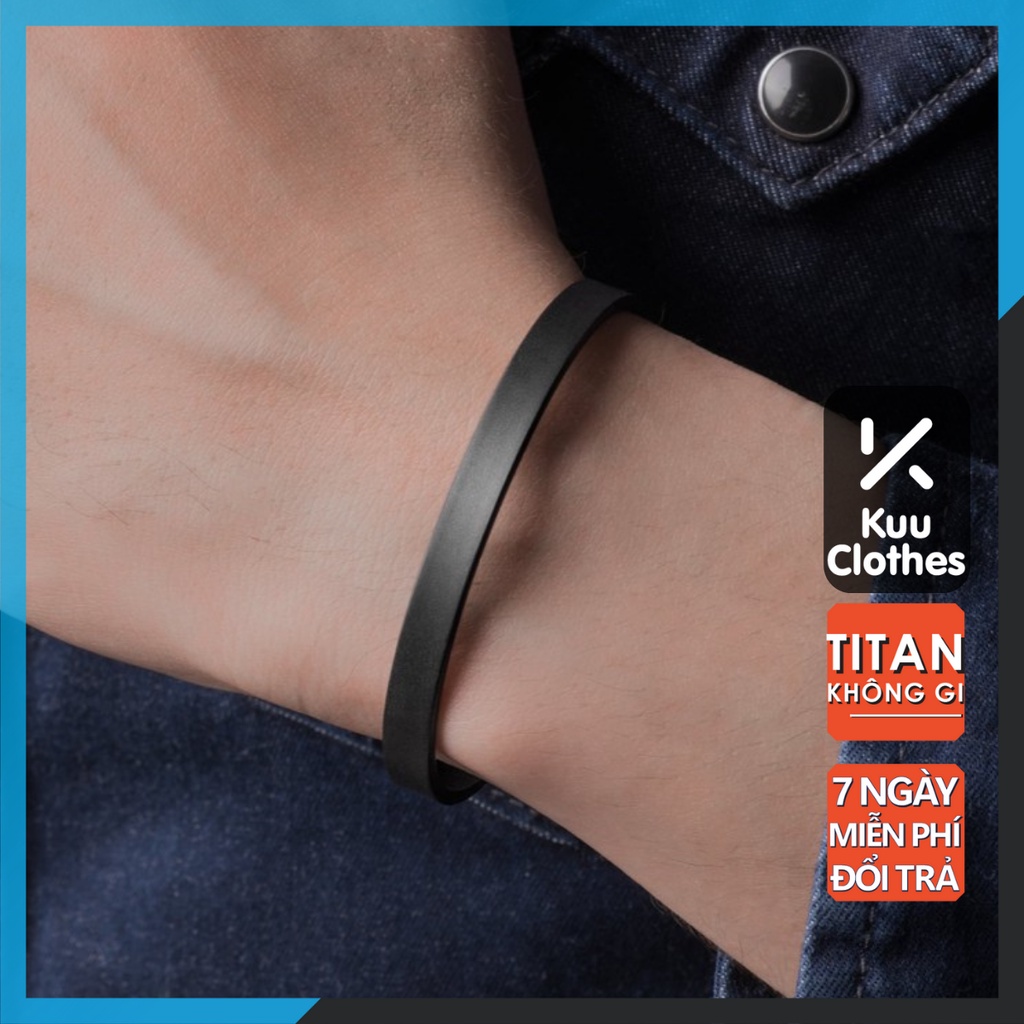 Vòng Tay Nam Nữ Unisex Lắc Tay Thời Trang Vòng Tay Basic Kuu Clothes Màu Bạc Đen Titan - Vòng Plain