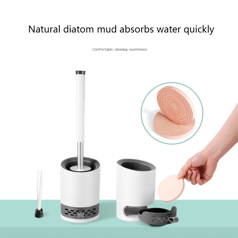 Giá Đỡ Bàn Chải Vệ Sinh Toilet Gắn Tường Không Cần Khoan Lỗ Có Lỗ Thoát Nước Chống Rò Rỉ