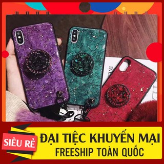 Ốp vân đá kèm cục bông dành cho IPhone 6,6s,7,8P, IPX , IPXSM