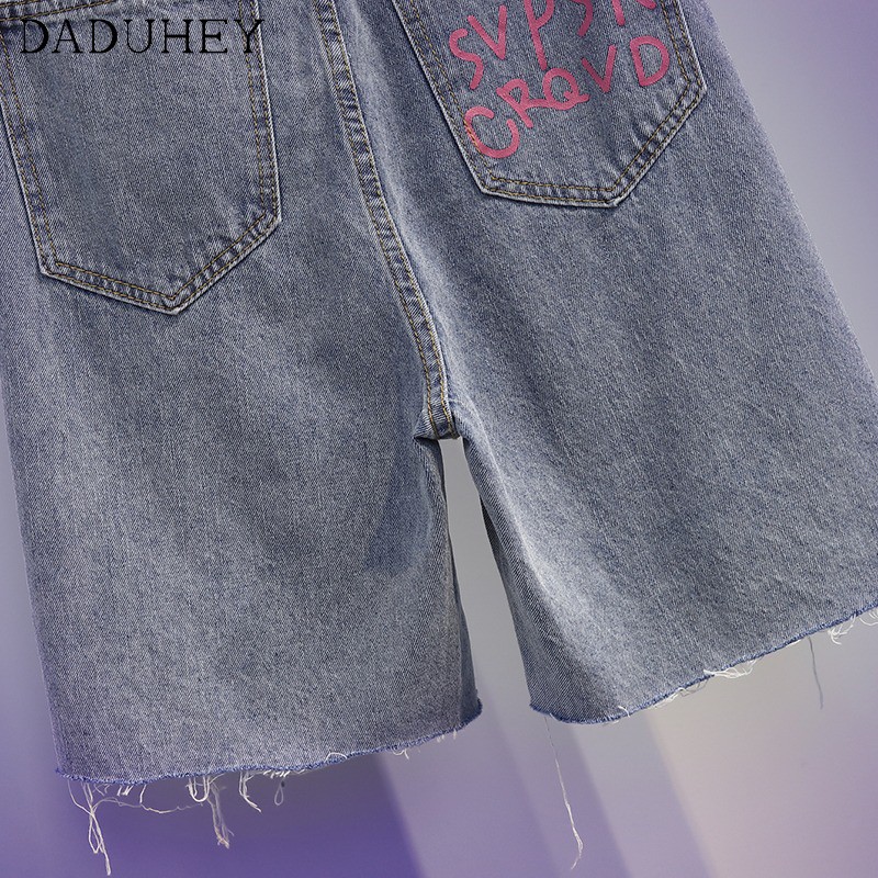 Quần Short Jean Rách In Chữ Thời Trang Hàn Quốc Mới Cho Nữ