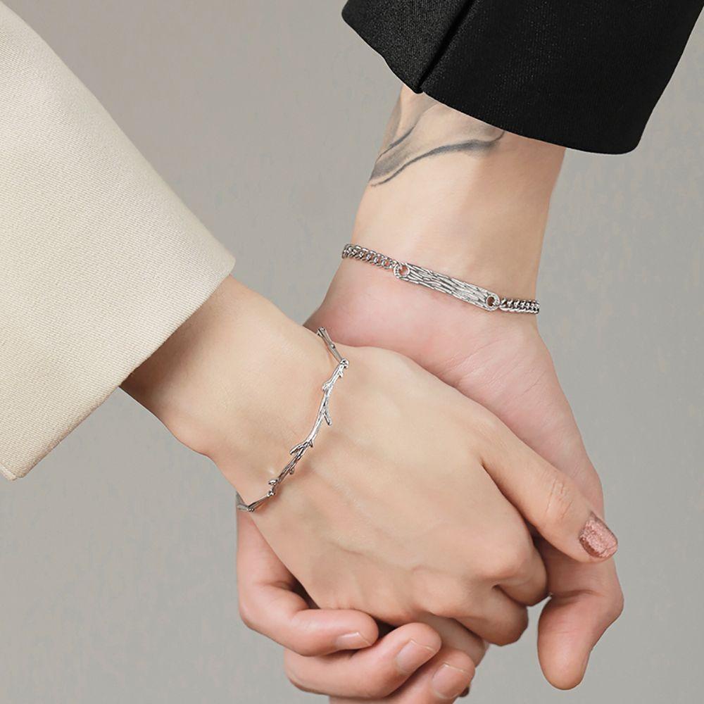 Vòng Đeo Tay Cặp Đôi Bằng Đồng Hình Cành Cây Lãng Mạn Phong Cách Hàn Quốc