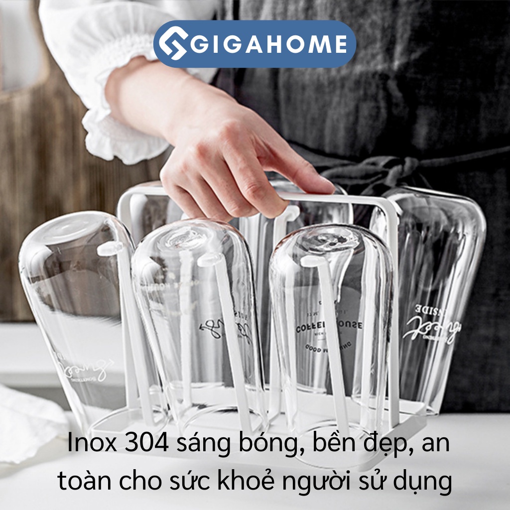 Khay Úp Ly GIGAHOME 6 Nhánh Sơn Tĩnh Điện, Không Gỉ 9403