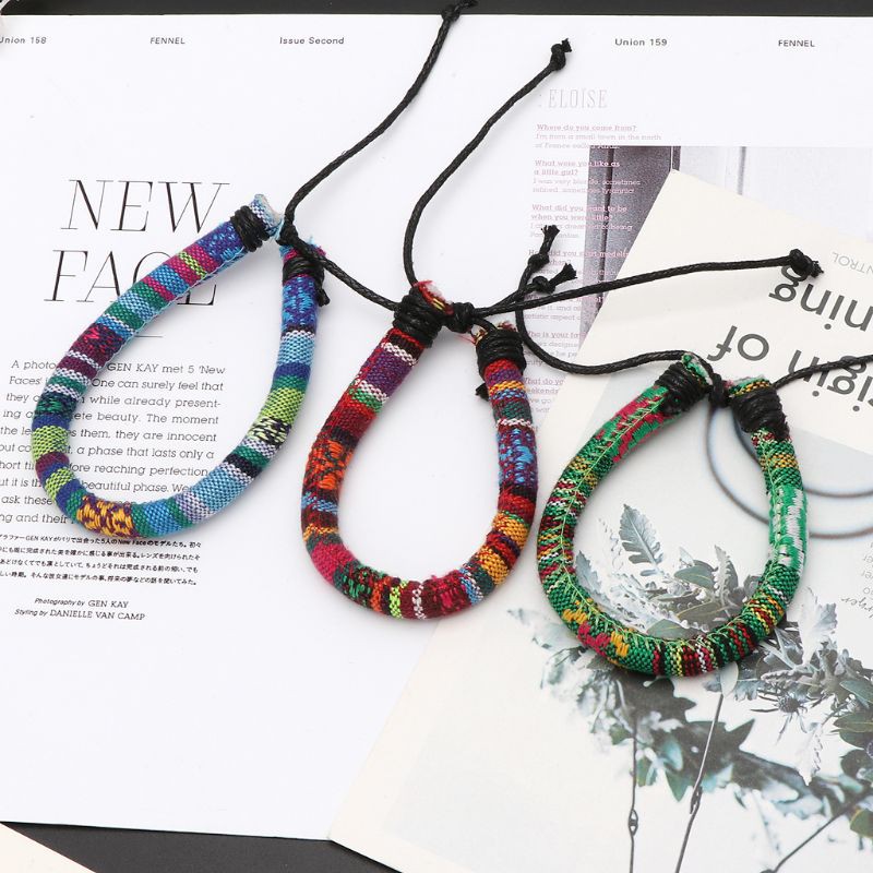 Vòng tay bằng vải lanh phong cách Boho sành điệu dành cho cả nam và nữ