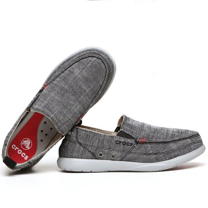 GIÀY LƯỜI C.ROC.S VẢI THÔ WALU CHAMBRAY CHO NAM MÀU XÁM
