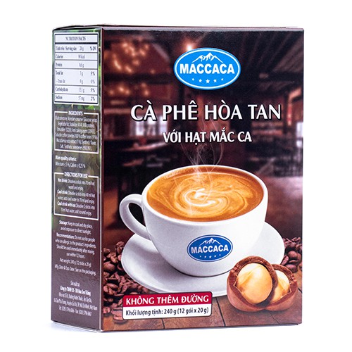 Maccaca - Cà phê Hòa Tan với hạt Mắc Ca - Không thêm đường