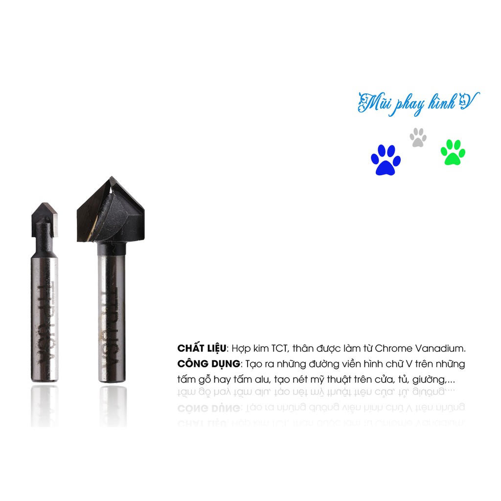 Mũi Phay Alu hình V TTPusa loại SD 1/4"