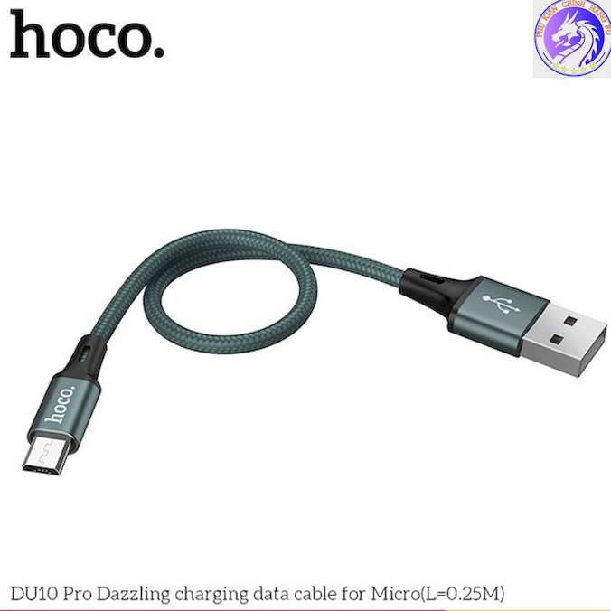 Cáp sạc ngắn micro nhanh Hoco DU10 25cm cho pin dự phòng chính hãng BH 12 tháng [Chính hãng-BH đổi mới]