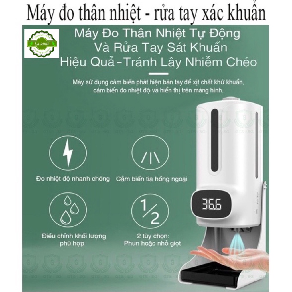 Máy khử khuẩn FREESHIPMáy Sát Khuẩn K9 Pro PLus_Đo nhiệt độ_Rửa tay_Khử khuẩn_Cảm ứng tự động_Bảo hành 12 tháng