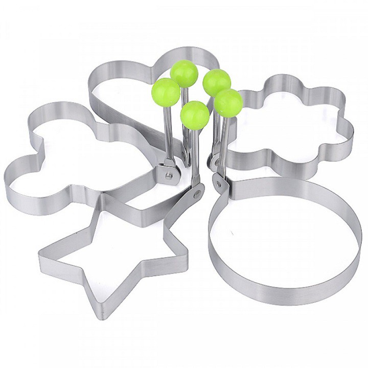 Khuôn dán trứng làm bánh tạo hình bằng inox sáng bóng ( 5 hình )