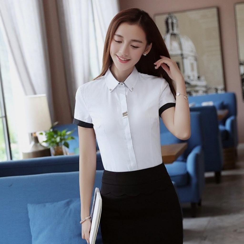 Áo sơ mi nữ ngắn tay viền trong cổ Mã H552 Thời trang PONIVA cao cấp Chất liệu mềm mịn thoáng mát chuẩn form