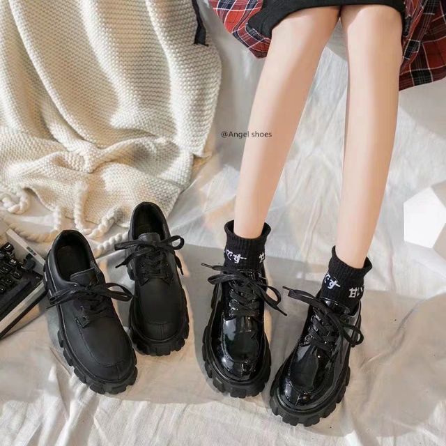 (Sẵn 39 bóng) Giày ulzzang da bóng độn đế A1 | BigBuy360 - bigbuy360.vn