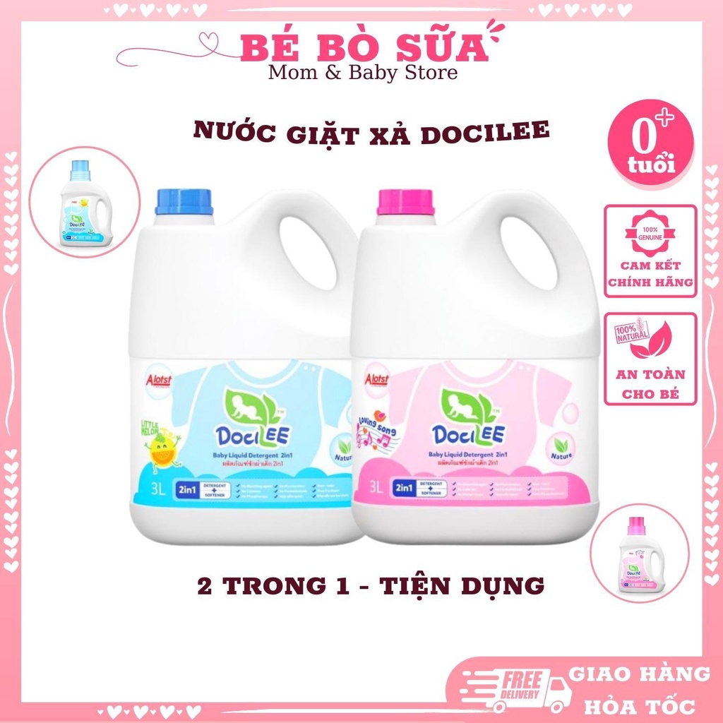 Nước giặt xả quần áo em bé Docilee 2IN1 3 Lít