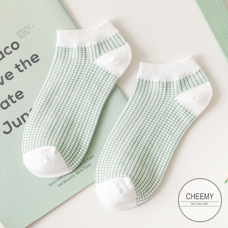 Tất vớ nữ cổ ngắn tông màu xanh mint đáng yêu phong cách Nhật bản