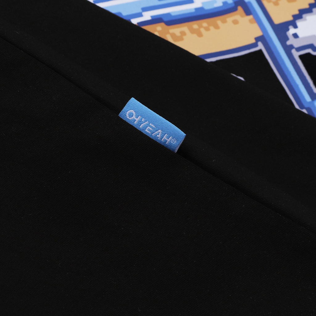 Áo thun tay lỡ OHYEAH phông Unisex nam nữ Premium Cotton oversize form rộng SUMMER VIBES - Đen