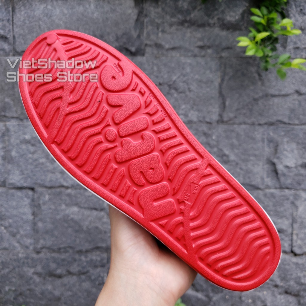 Giày nhựa siêu nhẹ nam nữ - Chất liệu nhựa xốp siêu nhẹ, không thấm nước - Màu đỏ viền trắng