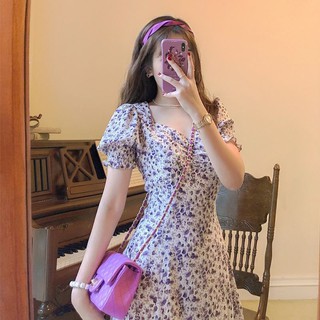 Đầm Hoa Tay Phồng Phong Cách Vintage Dành Cho Nữ