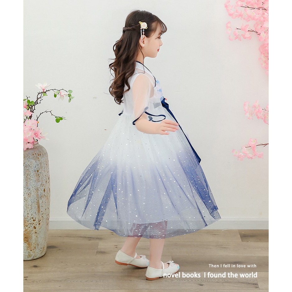 Váy công chúa bé gái tới size đại, Đầm công chúa cổ trang Qrung Quốc dành cho bé gái 17-40kg DCC997