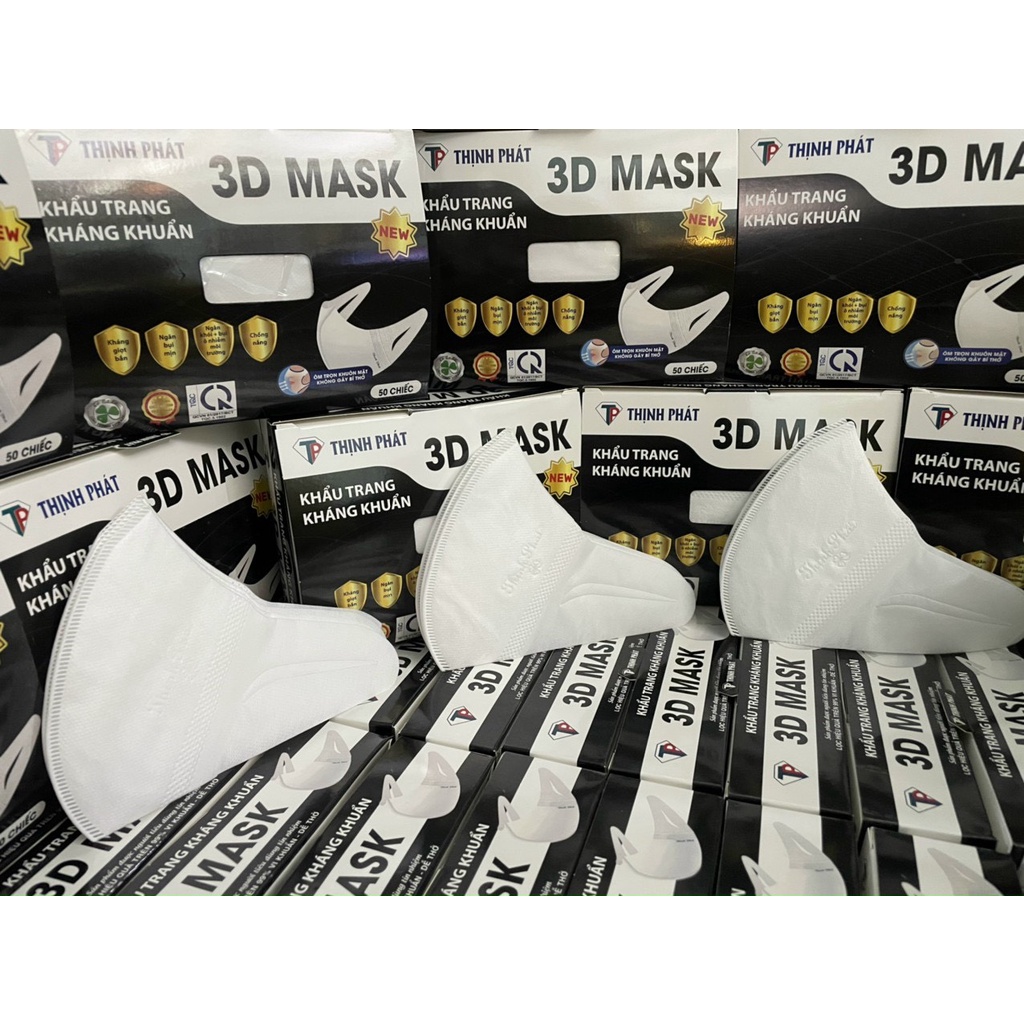 Khẩu trang 3D Mask công nghệ Nhật chống bụi mịn hộp đóng 50 cái chất quai co dãn