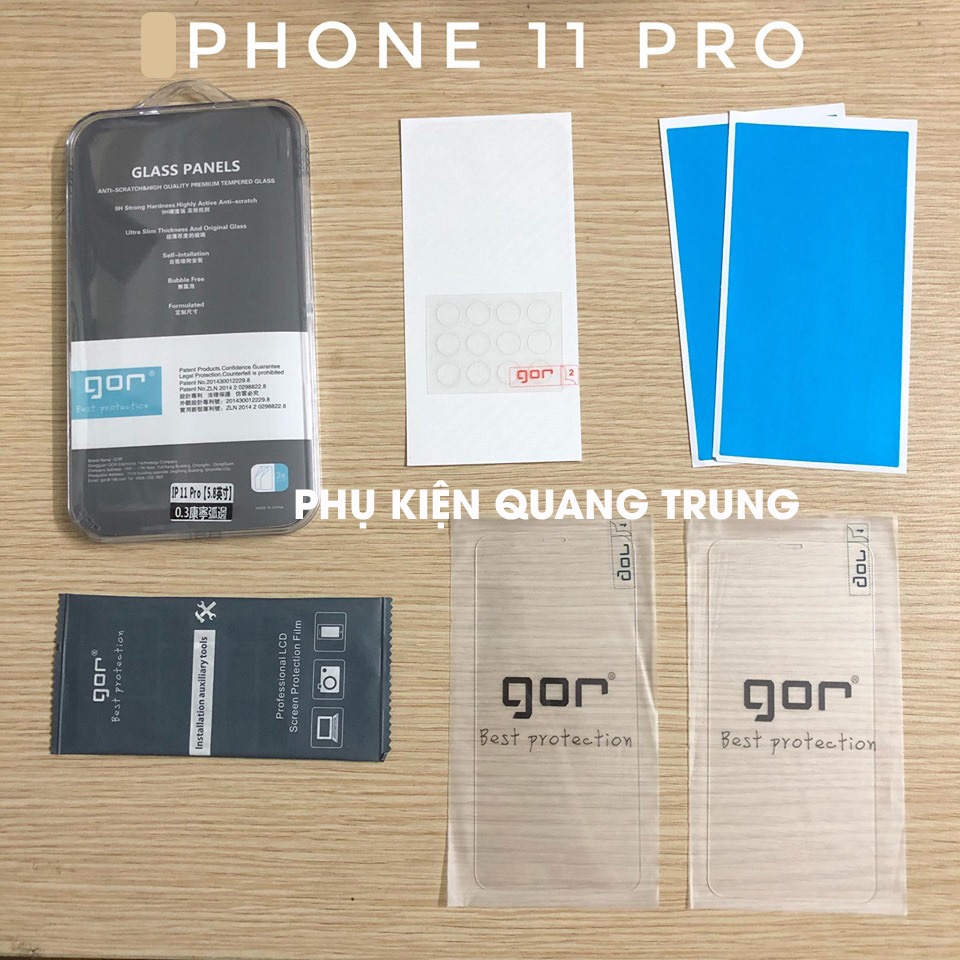 Bộ 2 miếng cường lực gor dành cho ip.hone 11 pro,bảo vệ cực tốt