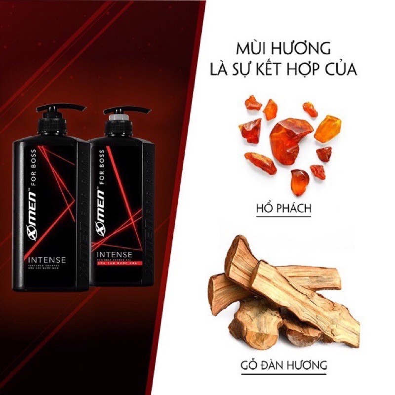 Dầu Gội Và Sữa Tắm Xmen For Boss INTENSE 650g (màu đỏ)