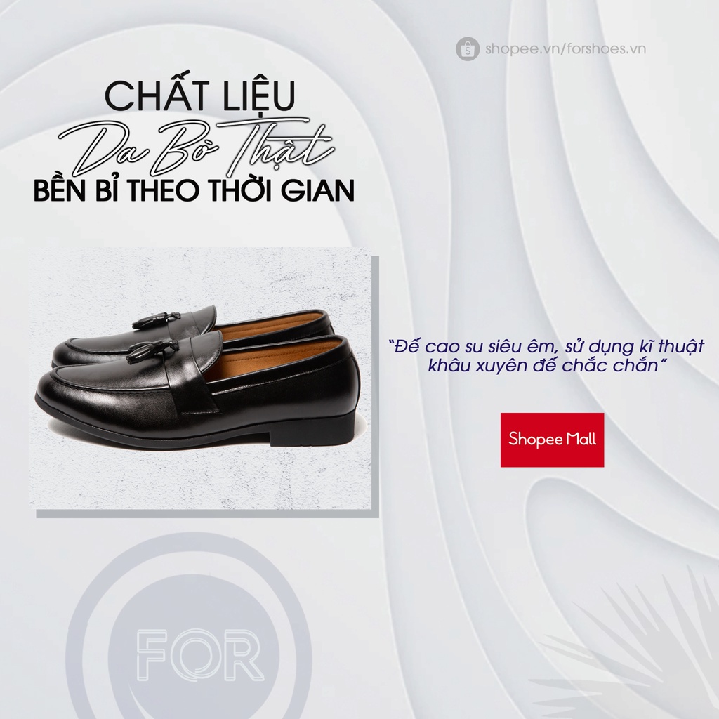 Giày lười công sở đai chuông FOR da bò thật TLF01