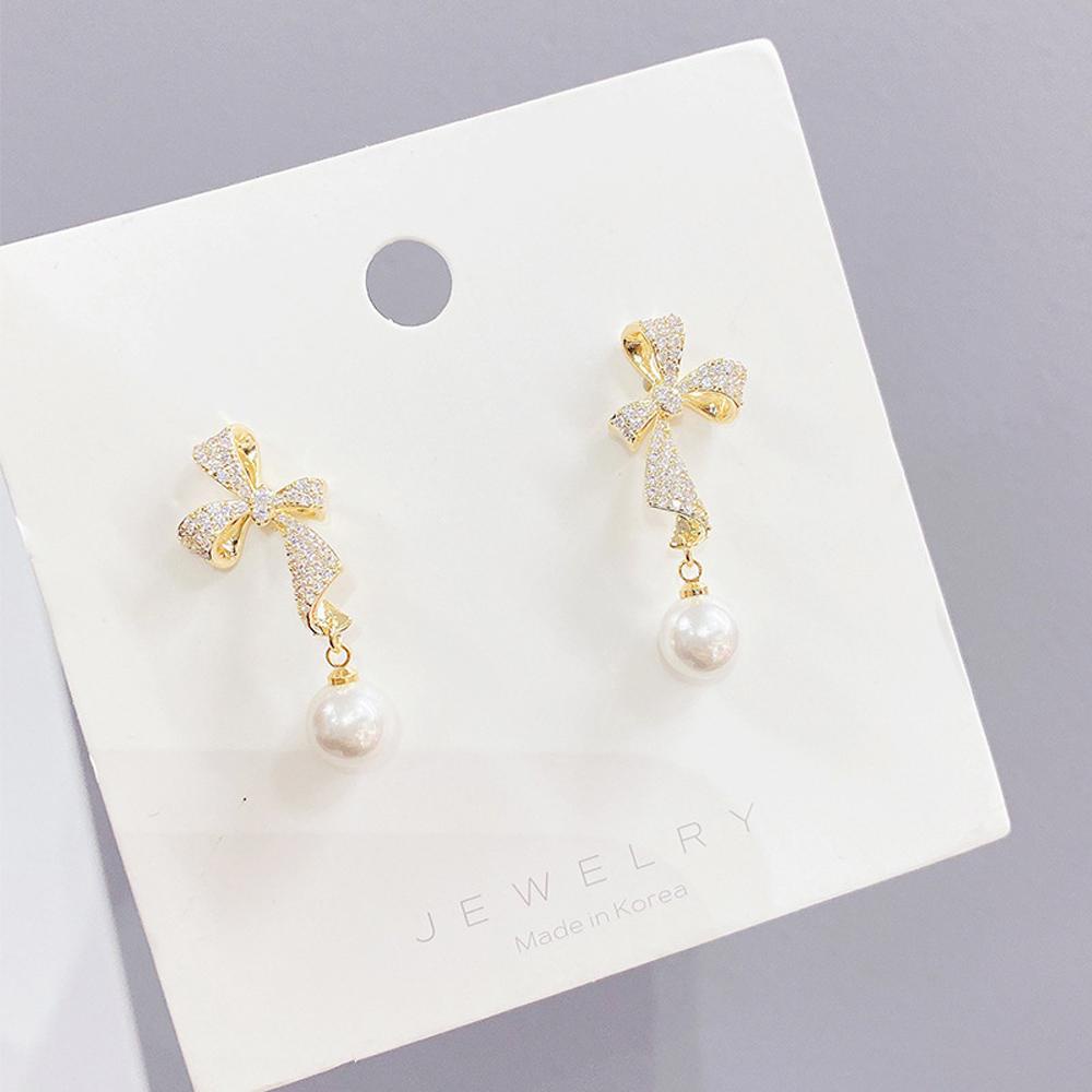 Bông Tai Thời Trang Kiểu Hình Học Đính Nơ VANES1 S925