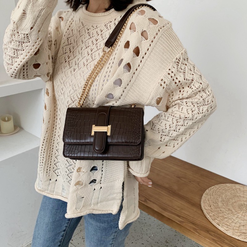 Túi Xách Nữ Hàng Thiết Kế Siêu Đẹp Túi Đeo Chéo Nữ Dây Xích Phối Da Phong Cách Cá Tính BIBIBAGS BB05