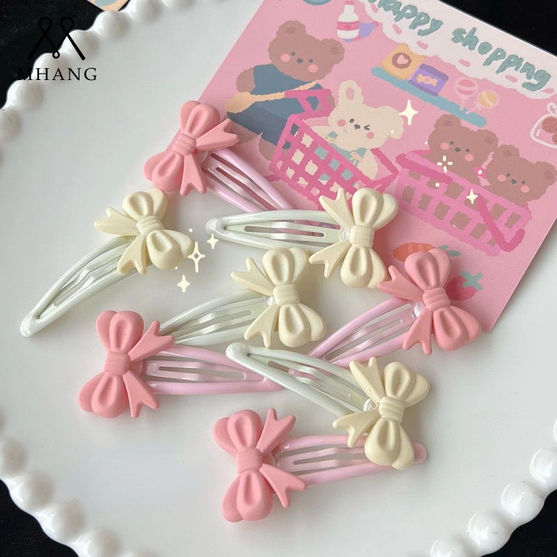 Kẹp Tóc Nơ Màu Kem Ngọt Ngào Thời Trang Đa Năng Cho Bé Gái
