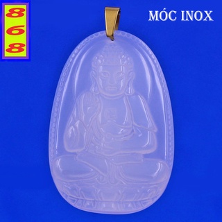 Mặt dây chuyền phật a di đà mã não trắng 3.6cm - mặt size nhỏ - tặng kèm móc inox - phong thủy 868