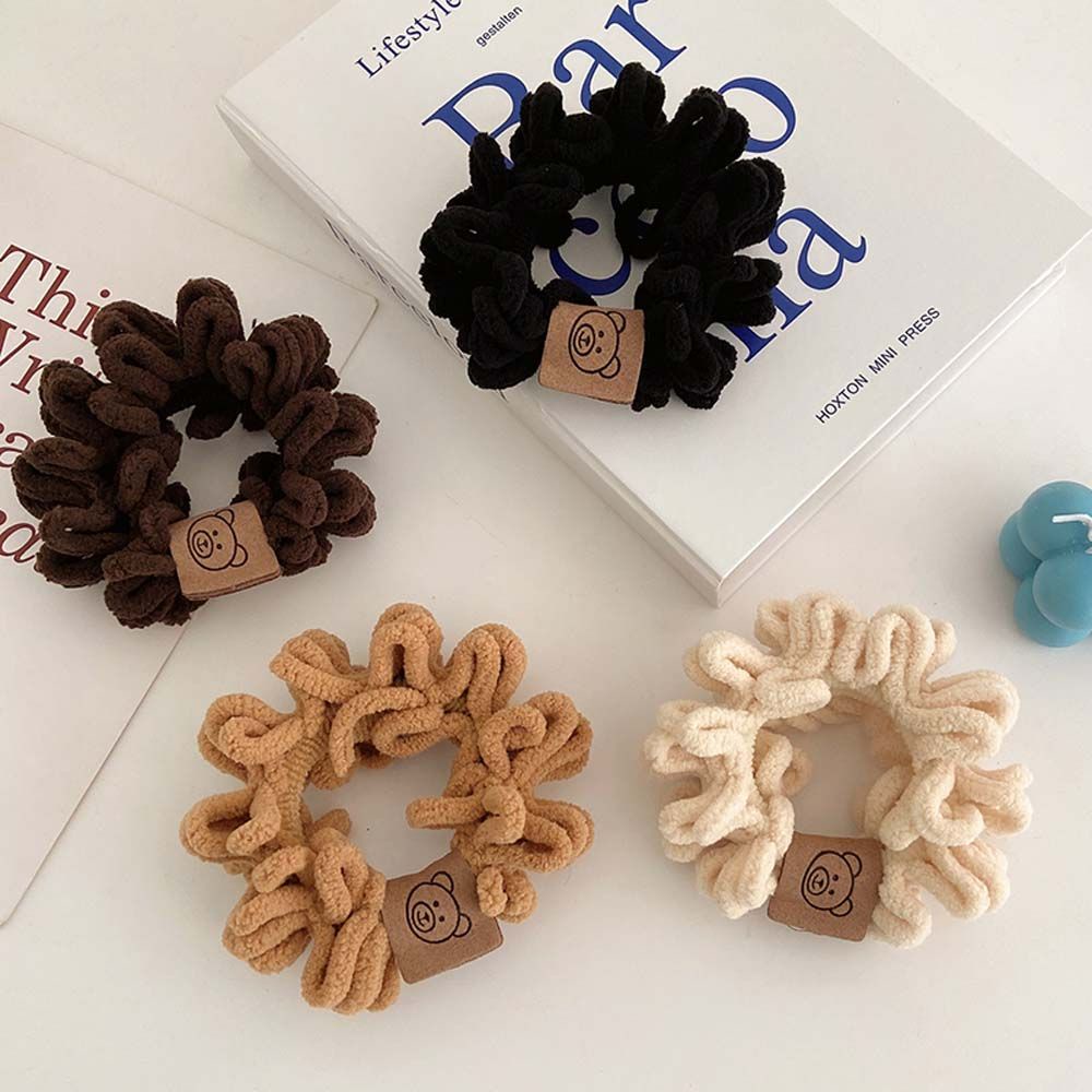 Dây buộc tóc bằng nhung co giãn màu trơn họa tiết hoạt hình phong cách Hàn Quốc cho nữ BACK2LIFE