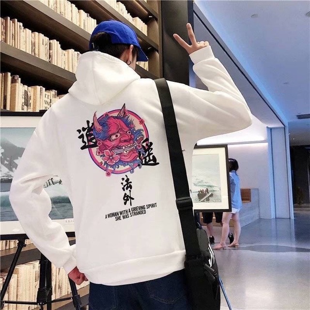 Áo hoodie unisex form rộng mặt quỷ HD00015 có big size vải nỉ bông ngoại day mịn | BigBuy360 - bigbuy360.vn