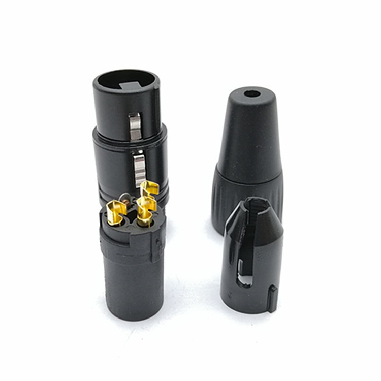 Jack XLR âm màu đen bóng lõi đồng, thân nhôm đúc