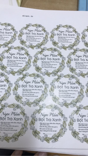 11 tem bột trà xanh đủ đóng cho 1kg bột trà xanh nguyên chất