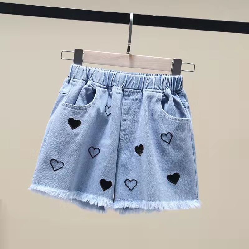 Quần Short Denim Lưng Cao Dáng Rộng Thời Trang Mùa Hè Phong Cách Hàn Quốc Mới Cho Bé Gái 2022