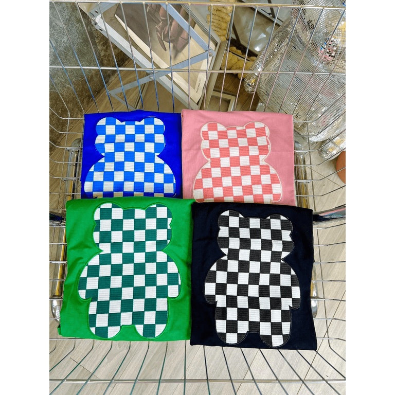 (Free Ship) SÉT BỘ NỮ QUẦN DÀI ỐNG RỘNG CARO CHÚ GẤU NHIỀU MÀU SIU HOT MMF HHp Fashion