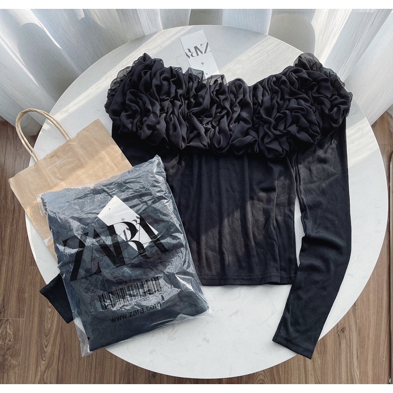 Áo trễ vai bèo loại 1💋FREESHIP💋ẢNH THẬT💋 áo bẹt vai hở vai len tăm cổ voan hoa hồng đen thiết kế | BigBuy360 - bigbuy360.vn