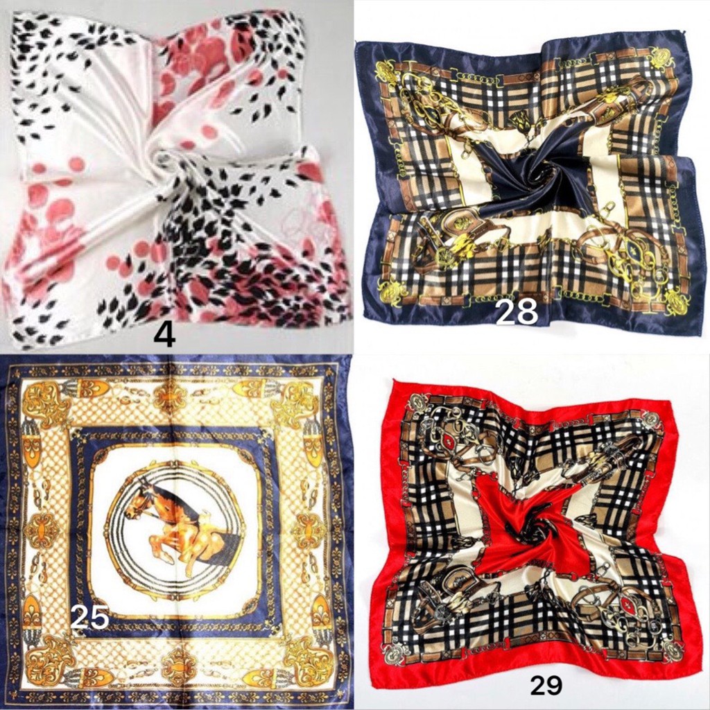 Khăn lụa satin mềm mại quàng cổ phong cách Bandana cổ điển thời trang cho nữ
